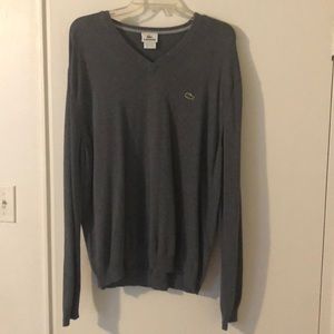 Lacoste Grey V-Neck Sweater